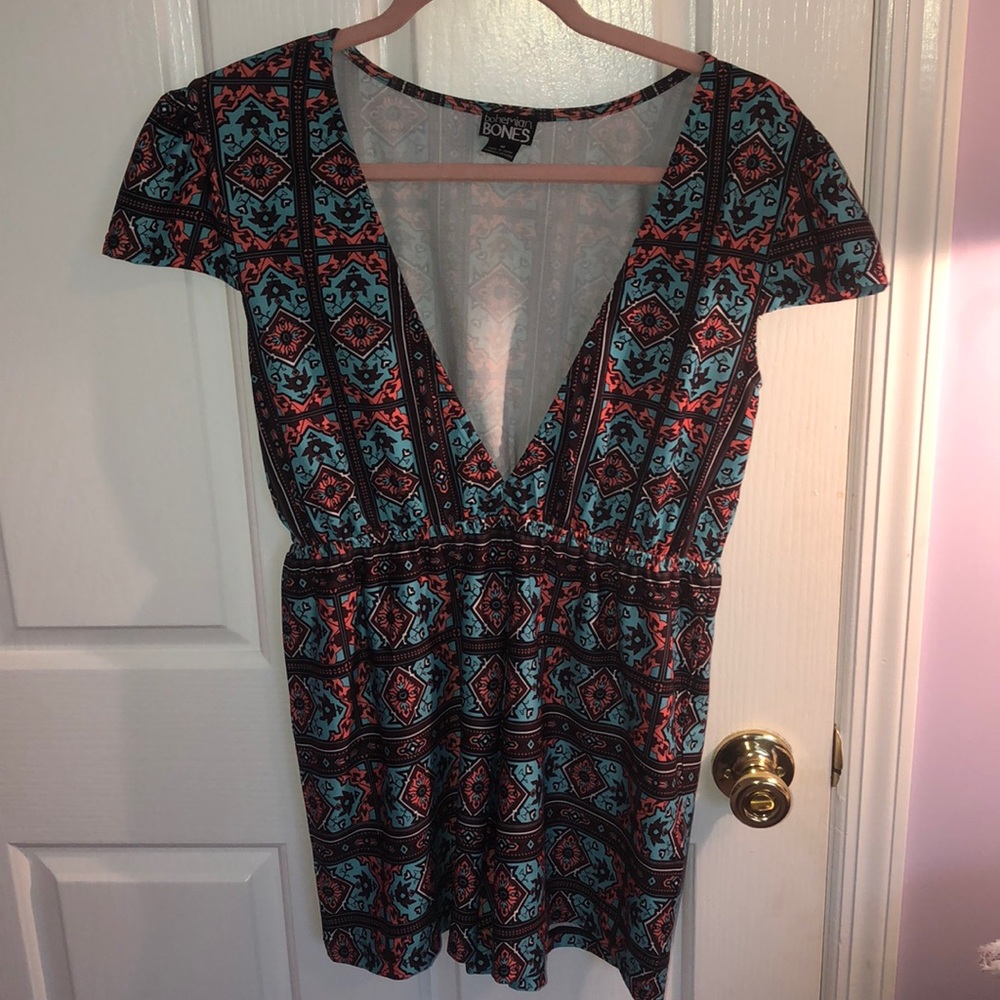 Short Sleeve Deep V Romper